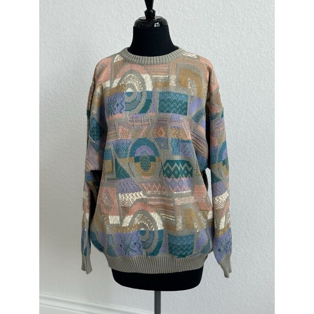 Pronto‎ Uomo Firenze Vintage Chunky Knit Pastel Sweater 52/L Made in Italy Artsy